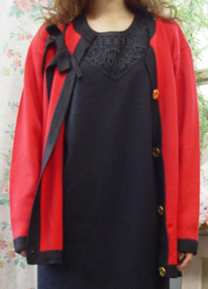 vintage red knit cadigan