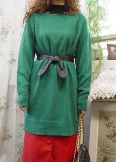     green  knit   sweater