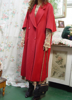 Cashmere vintage  gorgeous red  cape coat (JAPAN)
