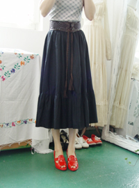 Black Unbalance  Long  Skirt