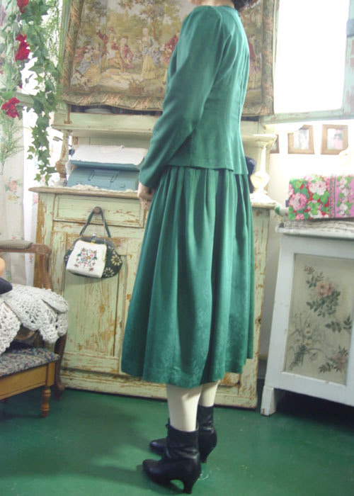 Gone with the Wind`s scarlet  darkgreen vintage dress(USA)