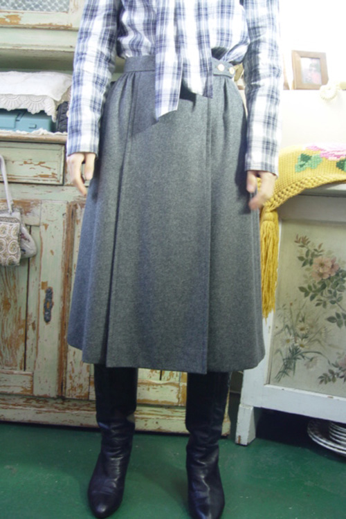 vintage gray  wool skirt