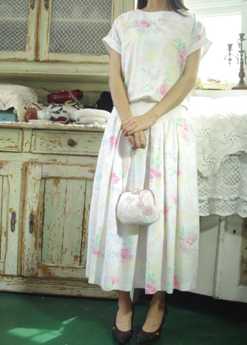 이보다 더 사랑스러울수 없는 핑크 꽃 빈티지 드레스   (USA)