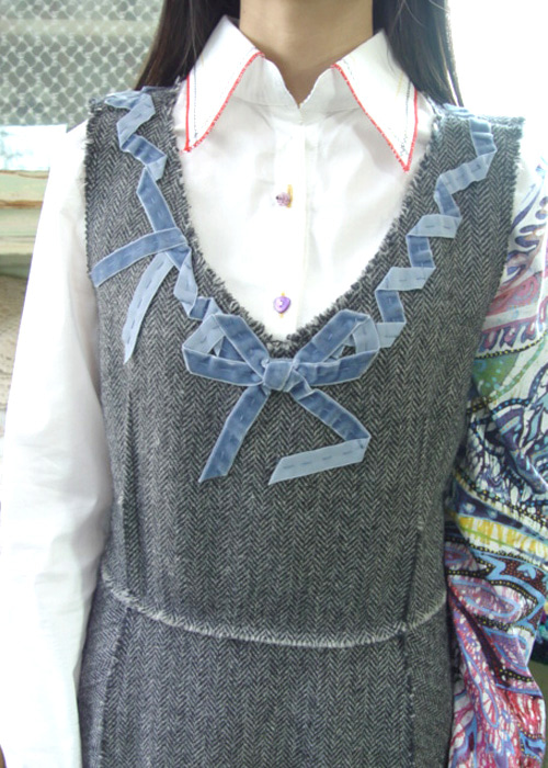 MOSCHINO wool herringbone dress