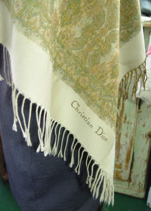 vintage Christian Dior wool  fringe  shawl