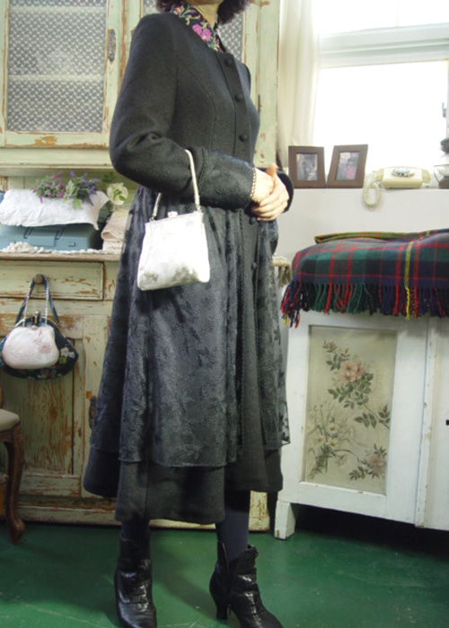antique blaCK  Boutique   wool  lace  COAT &amp; dress