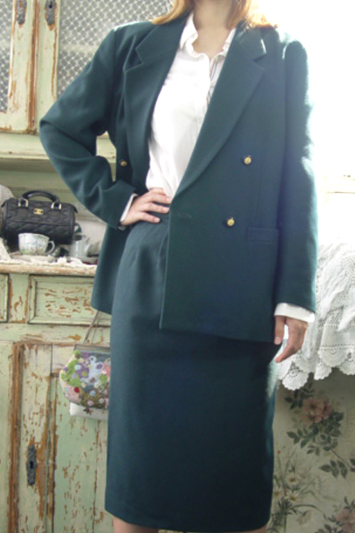 classic  double  darkgreen  wool  jacket (sanyo)