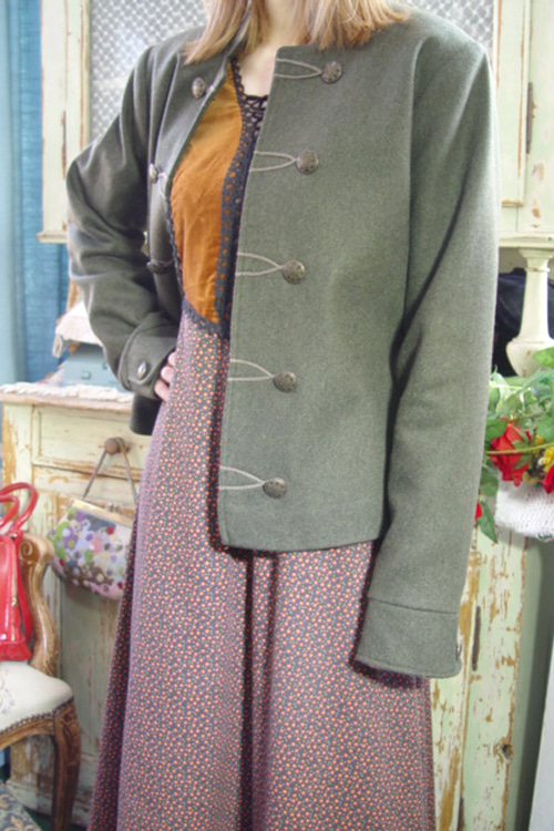 antique khaki  highquality   wool jacket  (europe )