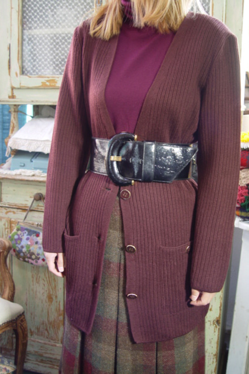 vintage burgundy wool  knit  cadlgan
