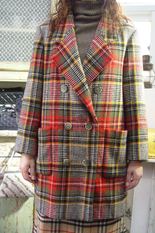 vintage  tartan wool  check  jacket