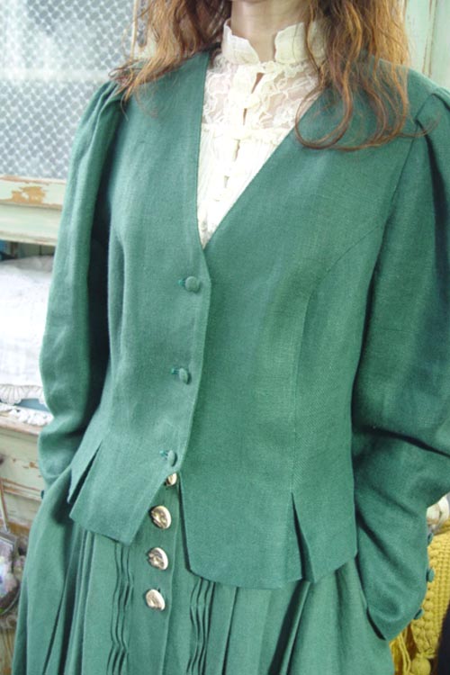 vintage antique  green linen jakat ( Austria)