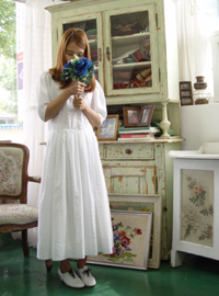 White cotton embroidery dress