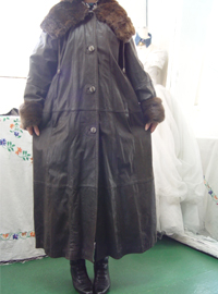 Mink collar vintage  lambskin coat