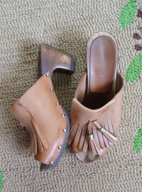 wooden Brown mule by Italy 