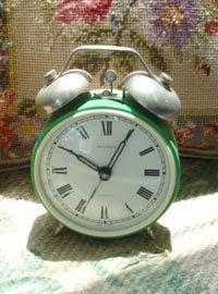 vintage green table clock 