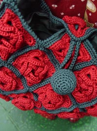 Hand Made Flower knit bag Green