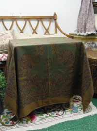 Khaki brown Wool vintage shawl   