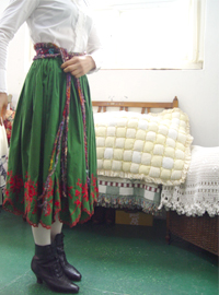 green embroidery  full skirt   