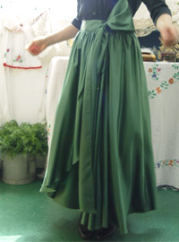 SILK  emerald green  unbalance  skirt