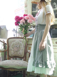 Provence in May....green gingham Skirt