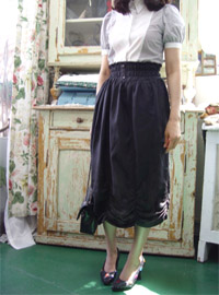 Romantic Linen Frenchy Black Skirt