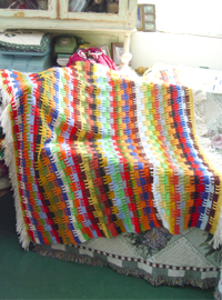 vintage fantastic   colourful  fringe  Hand blanket (USA) 