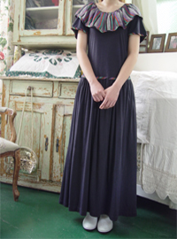 vintage rurffle colla  cotton dress (USA)