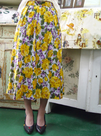 dark yellow floral vintage skirt