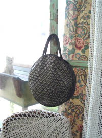 vintage gold  beads  tote