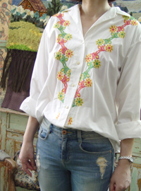 White cotton embroidery  shirt