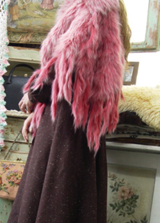 winter and snowy days... romantic pink FOX  shawl    