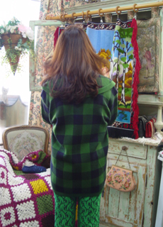 Vintage green wool sailor  knit  cardigan 