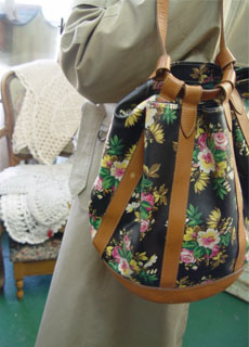 vintage romantic  KENZO  floral  drawstring  bag