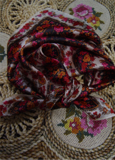 Waiting for March ...  antique floral  silk  scarf 