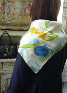 Waiting for March ... spring floral silk scarf 