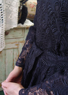 Black lace embroidery seethrough vintage dress Ⅱ