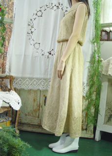 Linen  khaki beige  knit  dress