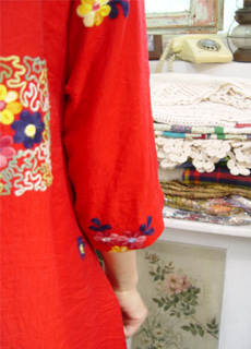 HOT summer day... vintage embroidery red dress