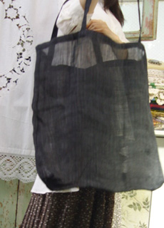 summer place....Linen handmade BIG BAG (Black)