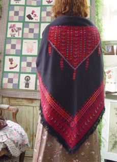 Cashmere Handmade embroidery vintage fringe shawl   